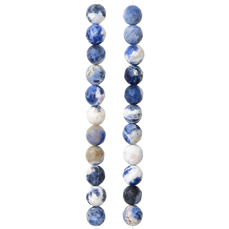 12 Pack: Blue Sodalite Faceted Round Beads, 8mm by Bead Landing™