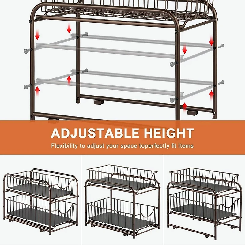 2-Tier Stackable Sliding Basket Cabinet Organizers