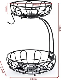 NEX™ 15" Black 2 Tier Fruit Basket Storage Holder with Banana Hanger