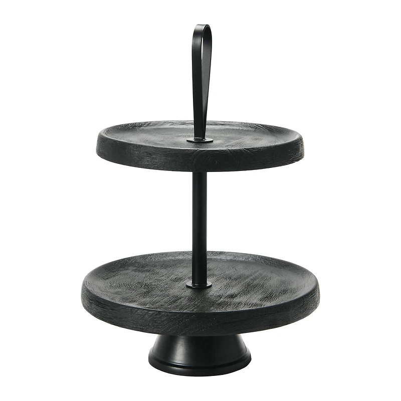 Hello Honey® 14" Black Elegant Modern 2-Tiered Tray