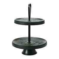 Hello Honey® 14" Black Elegant Modern 2-Tiered Tray