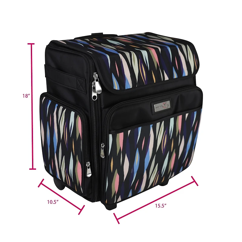Everything Mary Black Abstract Stripes Rolling Craft Bag