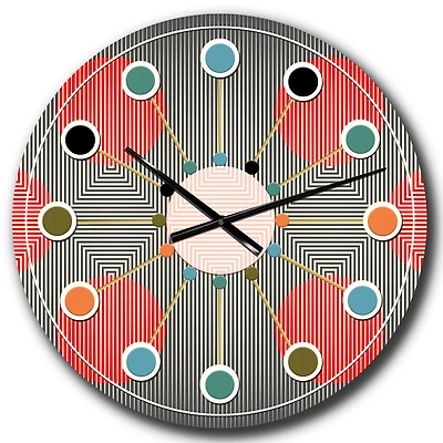 Designart 'Modern Circle And Line Geometric Pattern Mid-Century Modern Wall Clock