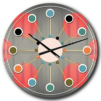Designart 'Modern Circle And Line Geometric Pattern Mid-Century Modern Wall Clock