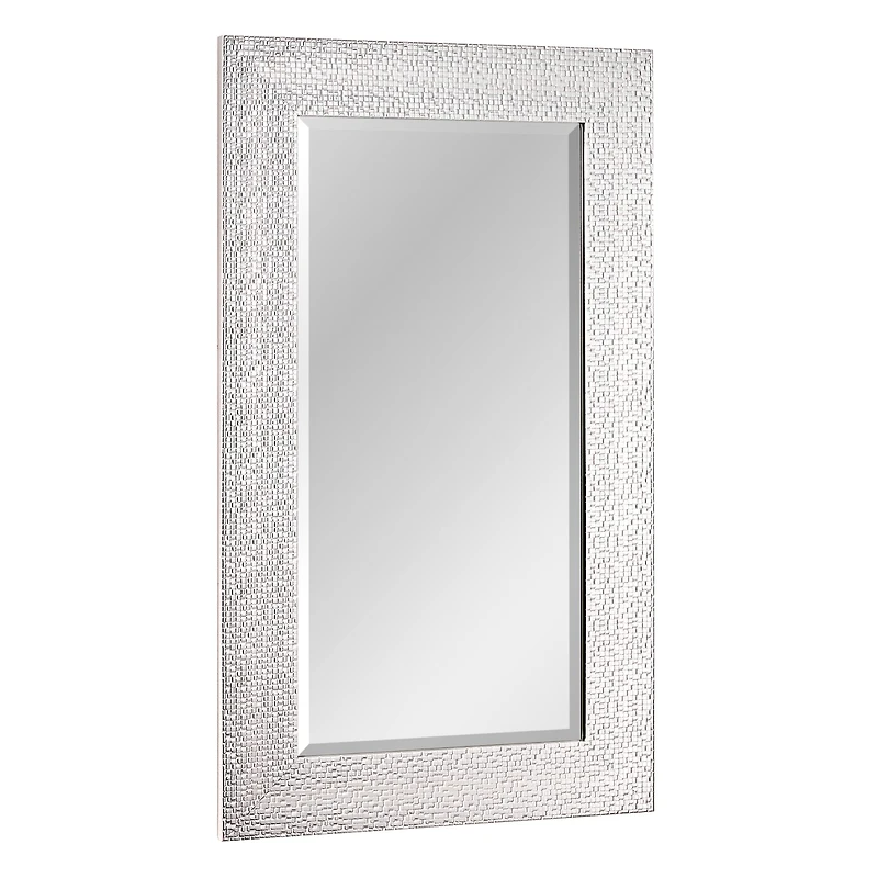 Head West 29" Chrome & White Tile Textured Frame Vanity Mirror