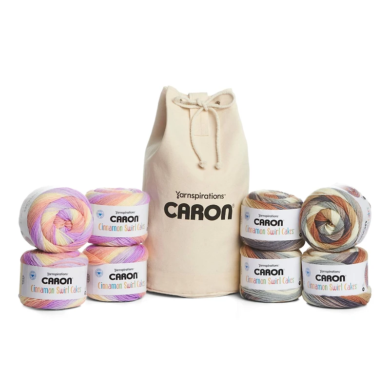 Caron® Cinnamon Swirl Cakes™ Yarn Value Pack with Canvas Bag