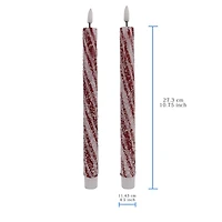 10.5" Red Candy Striped LED Wax Taper Candles, 2ct. by Ashland®