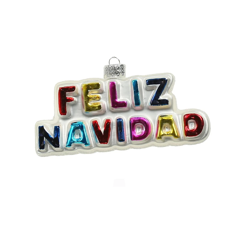 4" Feliz Navidad Glass Ornament by Ashland®