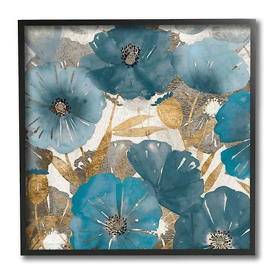 Stupell Industries Elegant Blue Florals Abstract Glam Flowers,12" x 12"