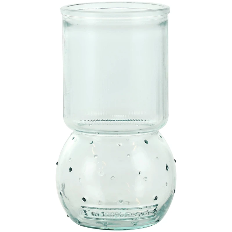 Clear Small Bubble Ribbed Recycled Glass Vase Set