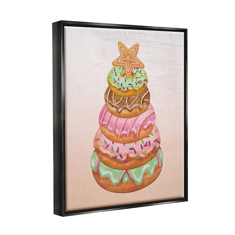 Stupell Industries Seasonal Sweets Stacked Donuts Framed Floater Canvas Wall Art