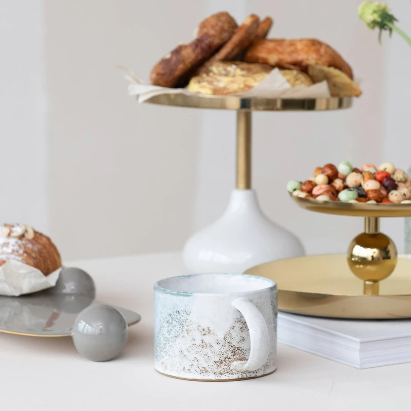 Hello Honey® 16oz. White & Green Serenity Duo Stoneware Mugs, 2ct.