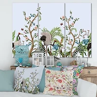 Designart - Border With Cranes & Peonies In Chinoiserie Style