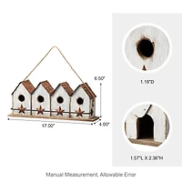 Glitzhome® 17" Retro White Distressed Wood Birdhouse with Perch