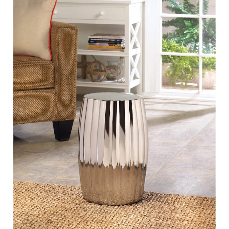 18.5" Silver Decorative Stool