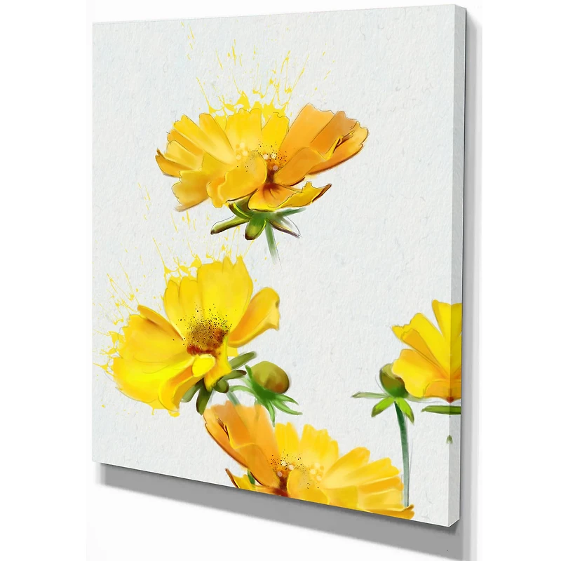 Designart - Beautiful Yellow Flowers on White