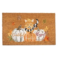 Kitty With Pumpkins Doormat
