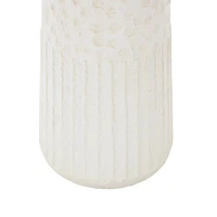 White Metal Textured Decorative Vase with Honeycomb Pattern Set