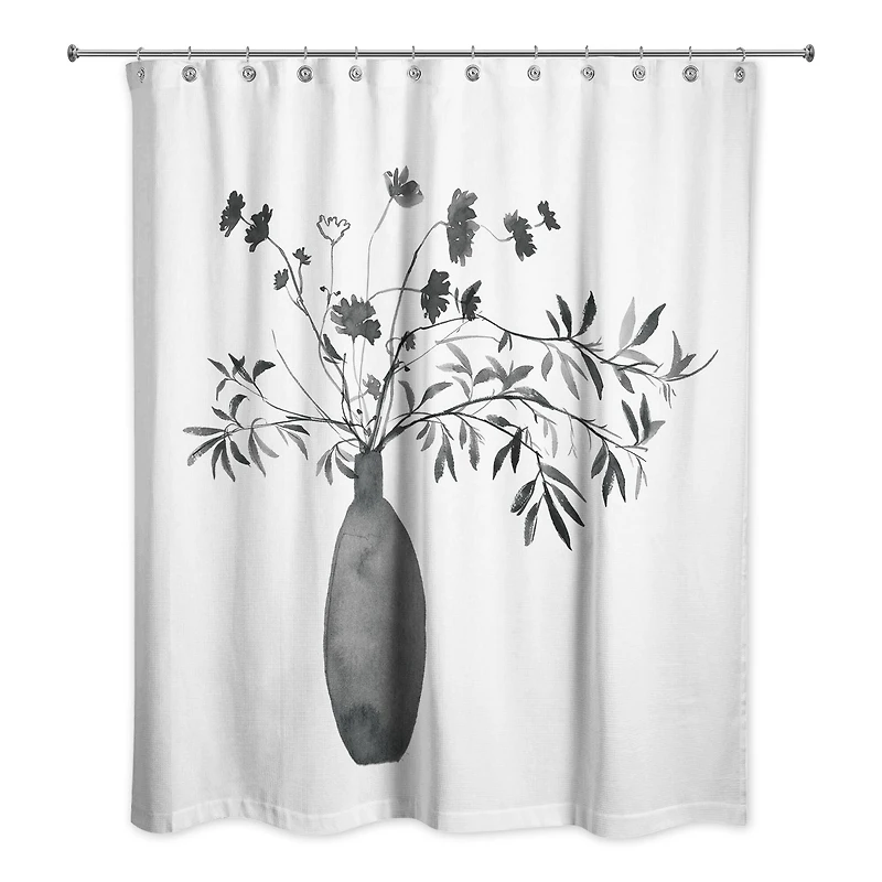 Monochromatic Floral IV 71" x 74" Shower Curtain