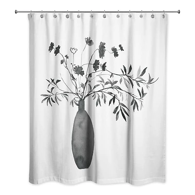 Monochromatic Floral IV 71" x 74" Shower Curtain