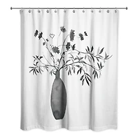 Monochromatic Floral IV 71" x 74" Shower Curtain