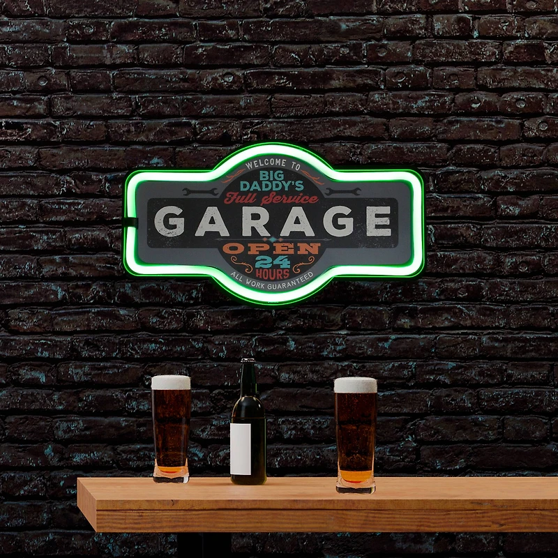 17" Neon Style LED Daddy's Garage Wall Sign