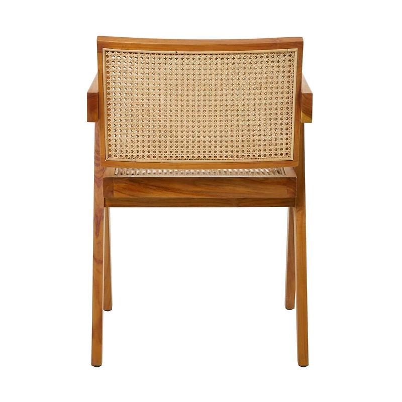 Brown Teak Wood Modern Accent Chair, 20" x 19" x 30"