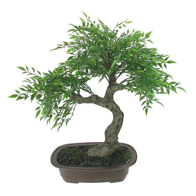 18" Artificial Mini Maple Bonsai Tree in Brown Pot