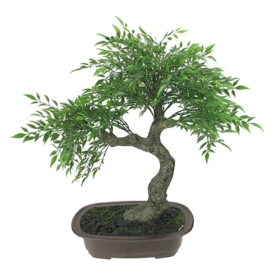 18" Artificial Mini Maple Bonsai Tree in Brown Pot