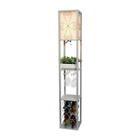 Simple Designs™ Floor Lamp Storage Shelf and Wine Rack with Linen Shade