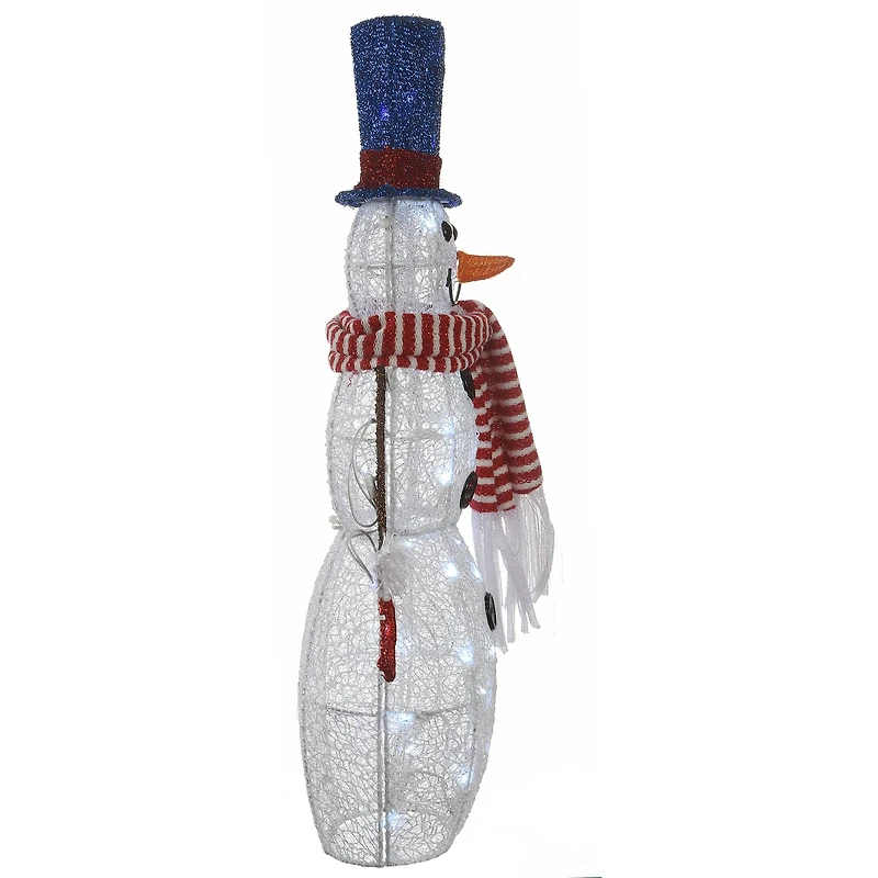 30" Pre-Lit Fabric Snowman