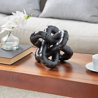 9" Black Metal Chain Link Sculpture