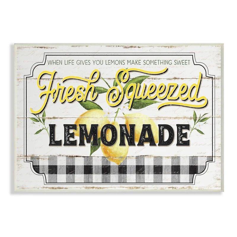 Stupell Industries White, Black, & Yellow Rustic Fresh Squeezed Lemonade Wall Plaque