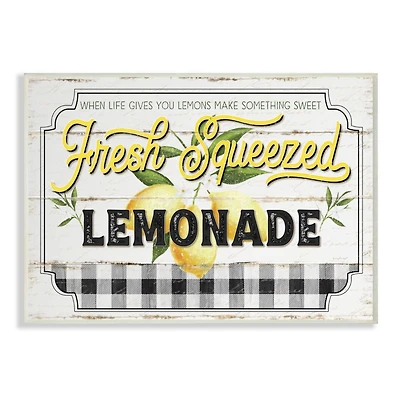 Stupell Industries White, Black, & Yellow Rustic Fresh Squeezed Lemonade Wall Plaque