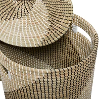 Brown Sea Grass Contemporary Storage Basket Set