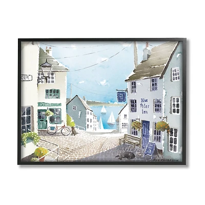 Stupell Industries Coastal Town Seaport Sailboats Framed Giclee Art