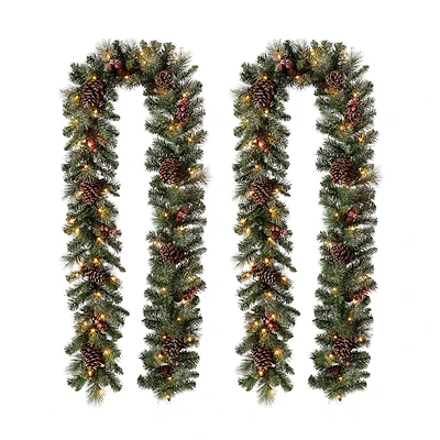 Glitzhome® 9ft. LED Glittered Pinecone Christmas Garlands, 2ct.