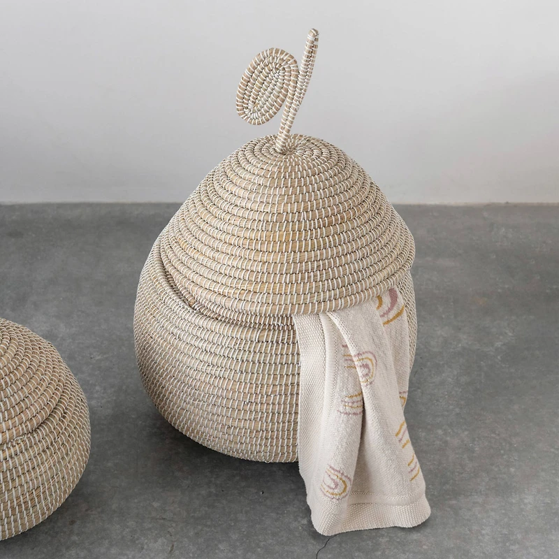 Hello Honey® Cream Cotton Knit Baby Blanket with Rainbows