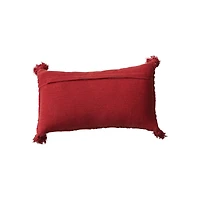 Hello Honey® 20" Red Woven Cotton Knit Lumbar Pillow with Tassels
