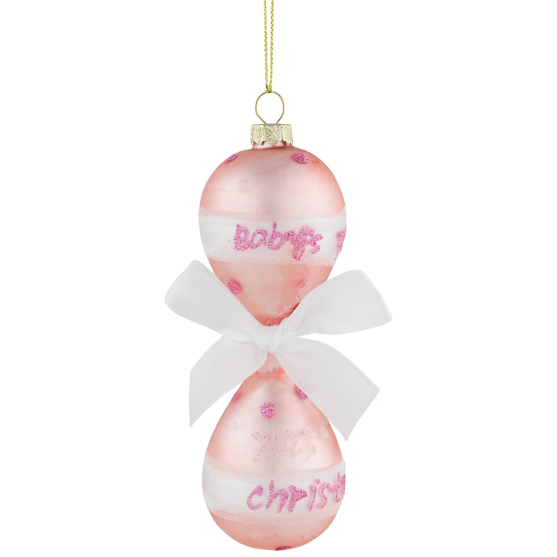 Baby Girl's First Christmas 2023 Glass Ornament - 5"