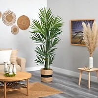 7ft. Kentia Artificial Palm in Handmade Natural Cotton Planter