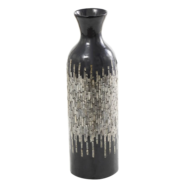 27" Black Capiz Shell Handmade Vase with Gray Ombre Design