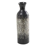 27" Black Capiz Shell Handmade Vase with Gray Ombre Design