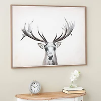Brown Canvas Deer Gazing Framed Wall Art with Wood Frame