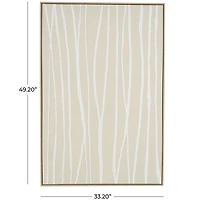 Beige Wooden Abstract Vertical Line Framed Wall Art with Brown Wooden Frame