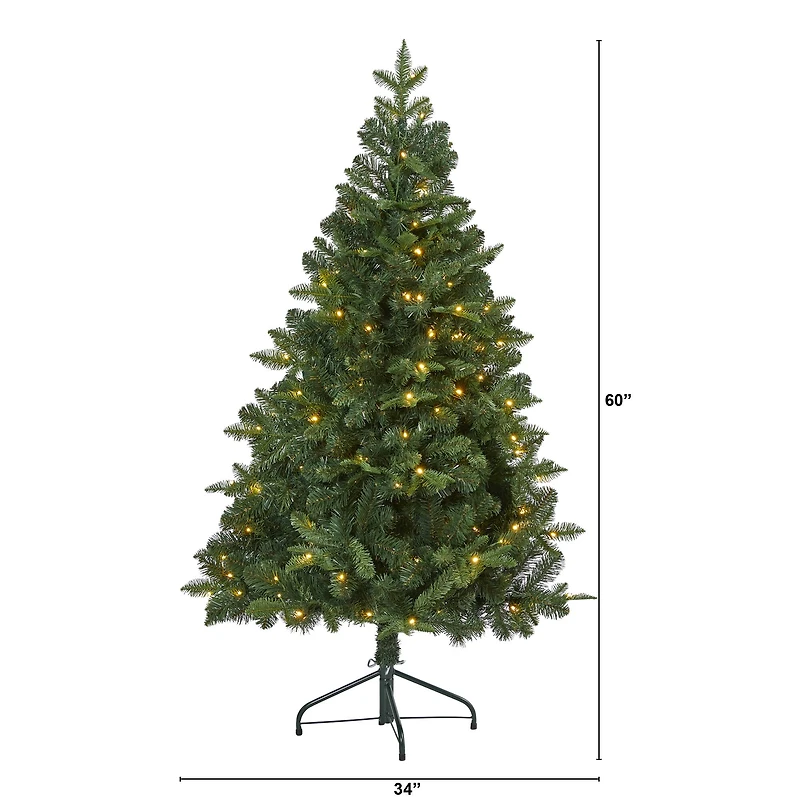 5ft. Pre-Lit Grand Teton Spruce Flat Back Artificial Christmas Tree, Clear LED Lights