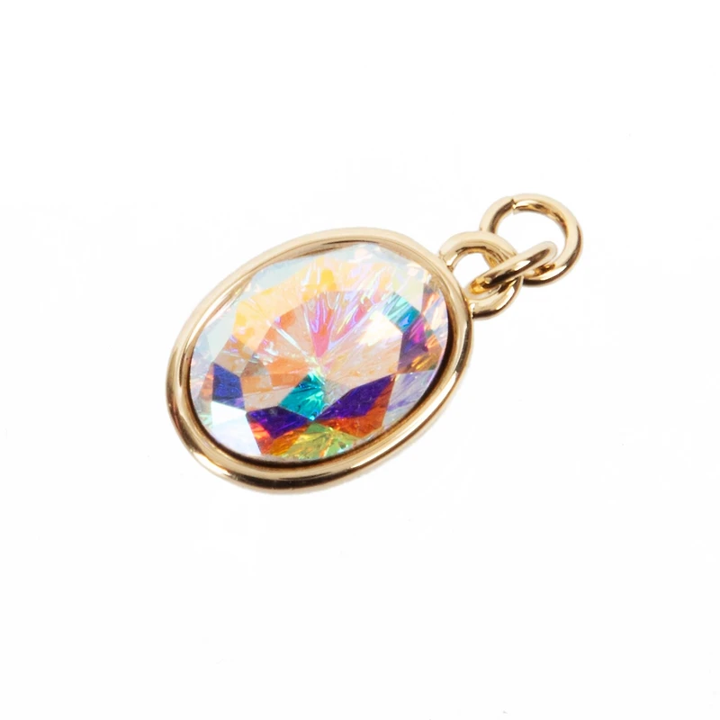 14K Gold Plated AB Austrian Crystal Oval Charm by Bead Landing™