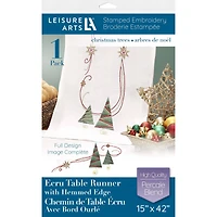 Leisure Arts® Christmas Trees Ecru Table Runner Stamped Embroidery Kit 