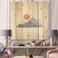 Designart - Abstract Mountainscape With Red Moon