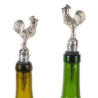 Silver Rooster Bottle Stopper Set